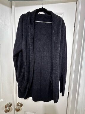 Barefoot Dreams Black Plush Hooded Cardigan